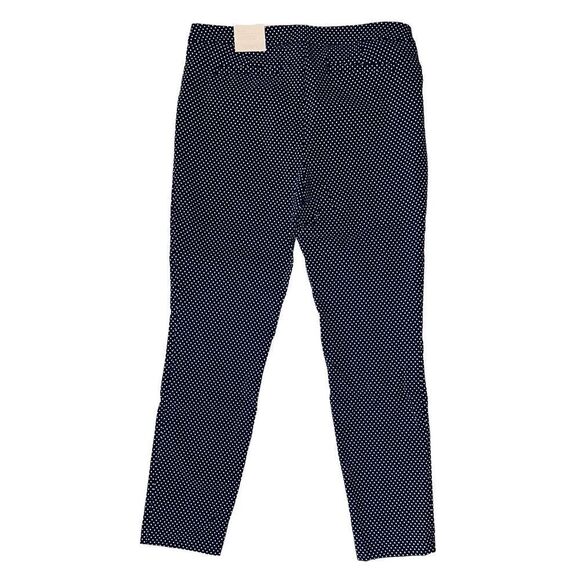 NWT Elaine Rose Womens Pants Size 10 Stretch Navy Blue Polka Dot - Picture 2 of 3